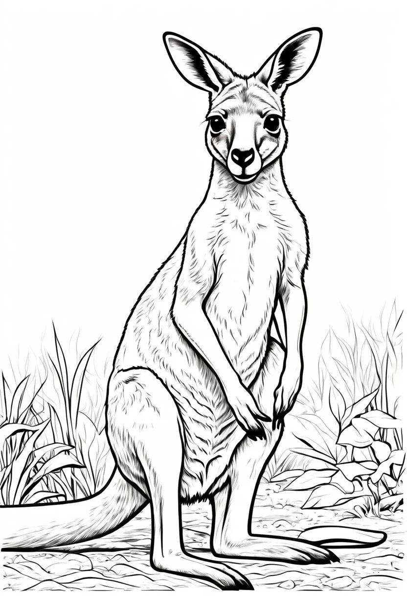coloring page for kids, kangaroo