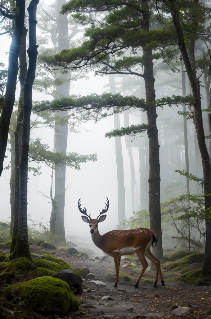 Yakushima　deer　fog
