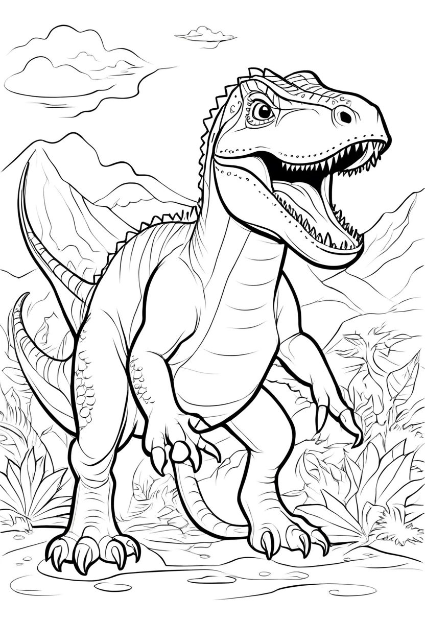 coloring page for kids, dinasour drawing