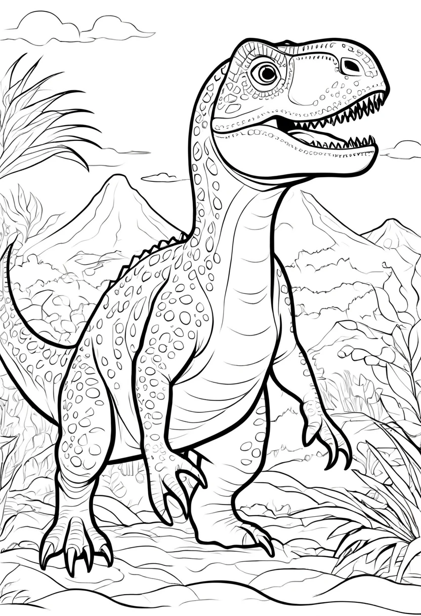 coloring page for kids, dinasour drawing
