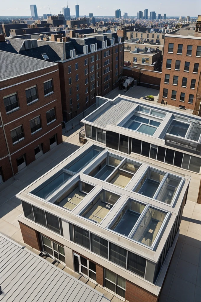A Ndw York City apartment rooftop with skylights