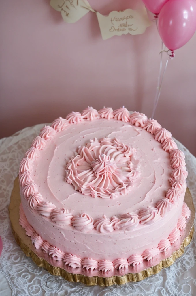 Pink cake on a celebration table, pink birthday party, number 18