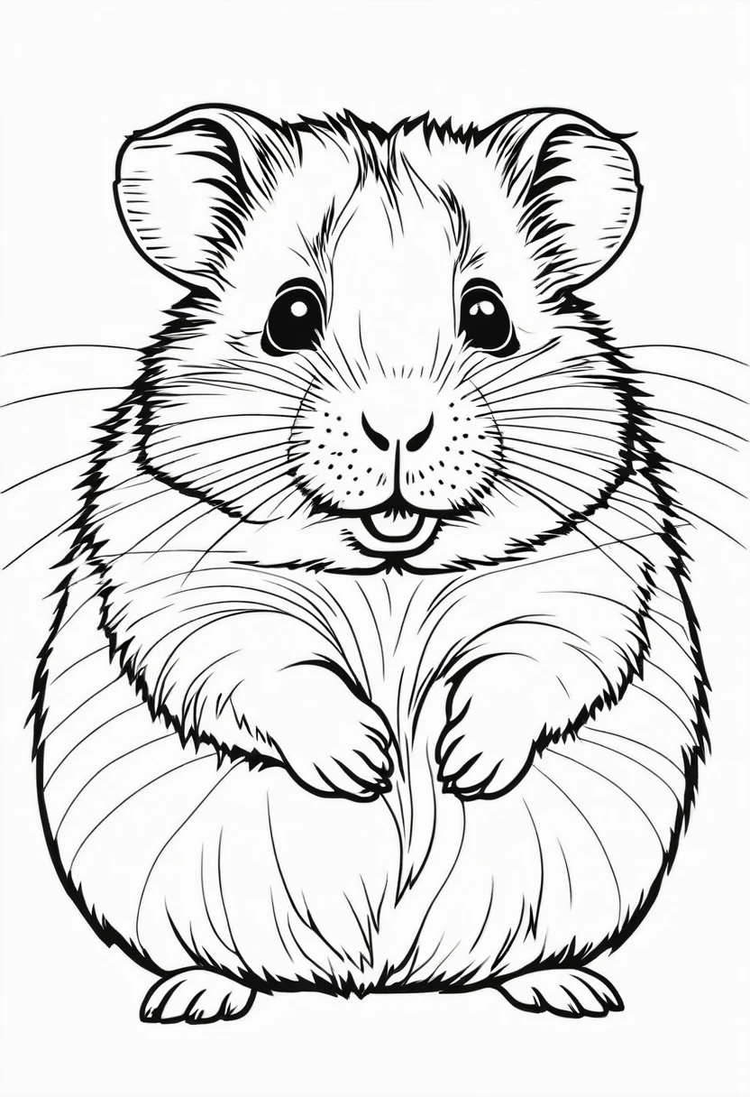 coloring page for kids, hamster, thick lines