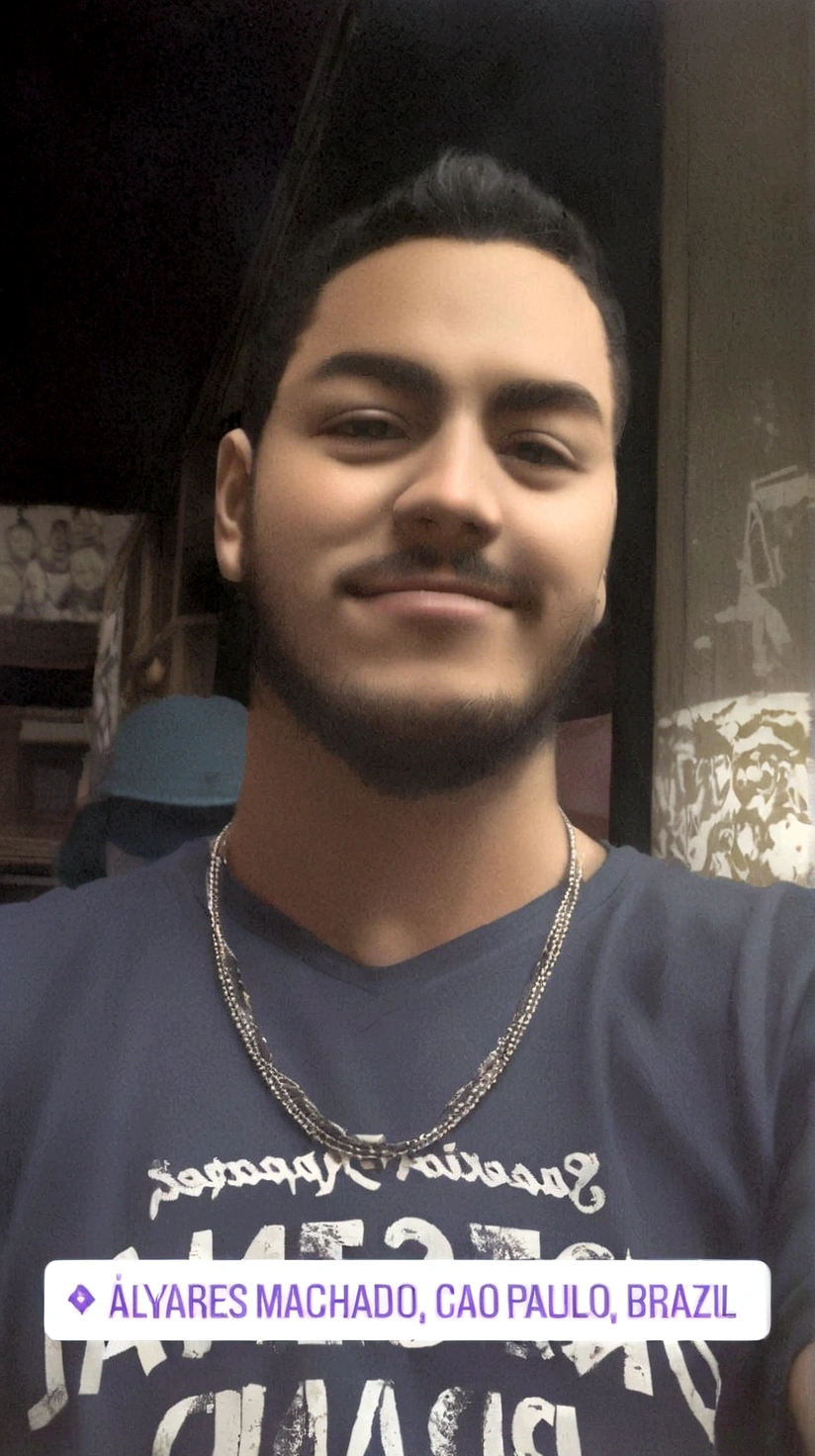 There is a man who is smiling and wearing a necklace, taken at the beginning of 2020, about 19 years old, profile picture with headshot, caio santos, 27 years old, 23 year old, 28 years old, André Rios, taken in the late 2000s, 29-years-old, Jose Moncada