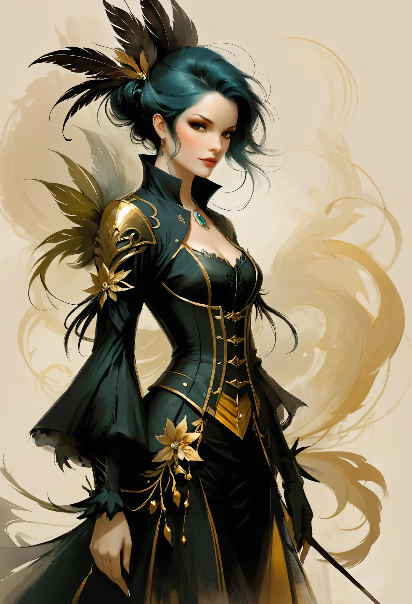 in style of Anne Bachelier,
character concept design,half body,