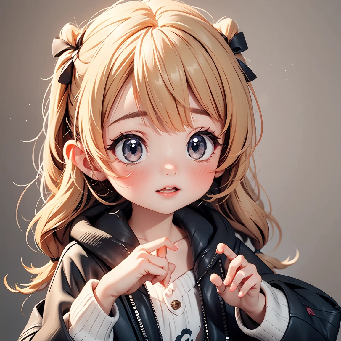  Chibi Character：1.5、Blonde Hair、Cute 7 year old girl