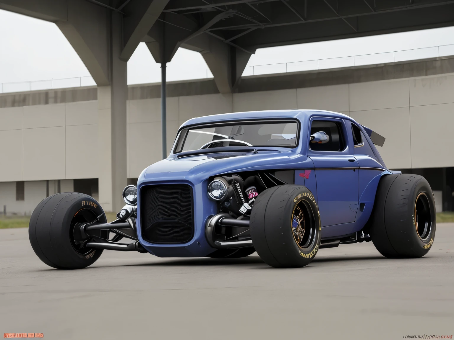 cyber punk (((Zeekers Hot Rod))) (Future shape), Wide tires, In the parking lot,