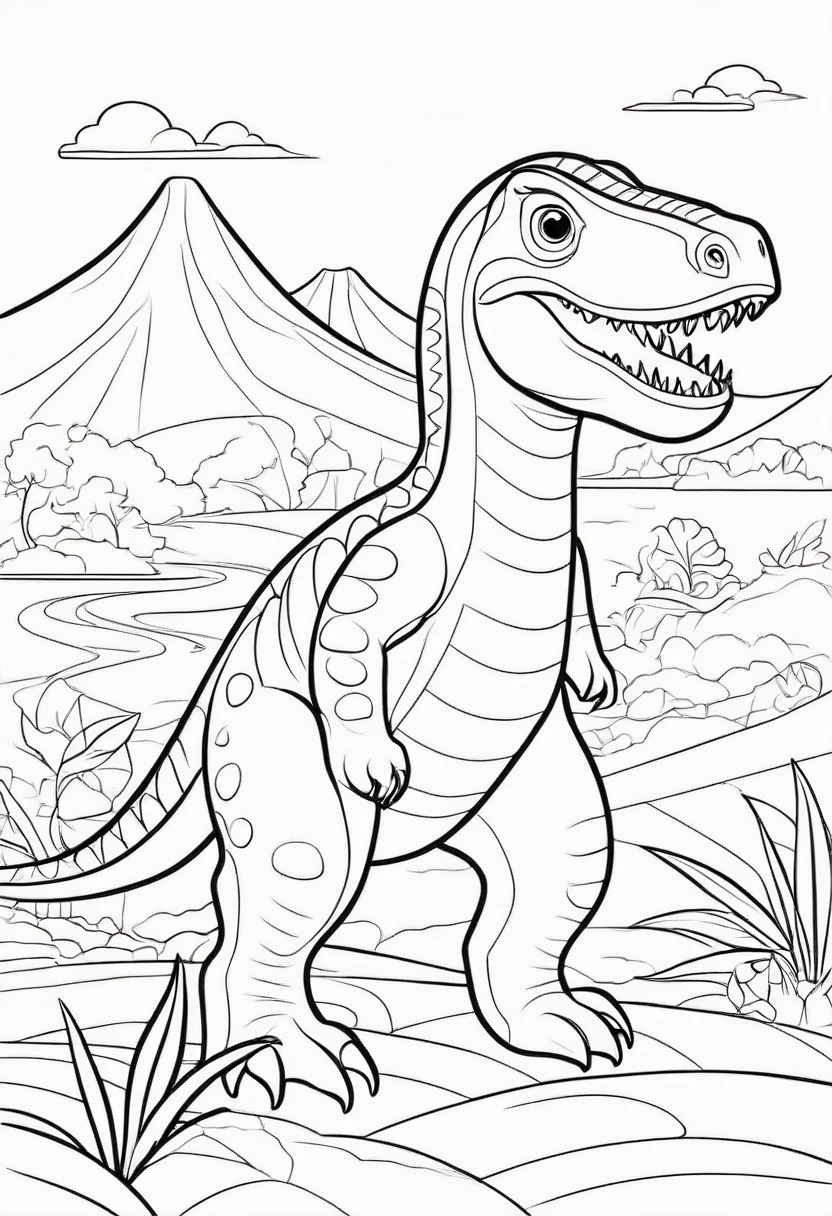 coloring page for kids, dinasour, thick lines