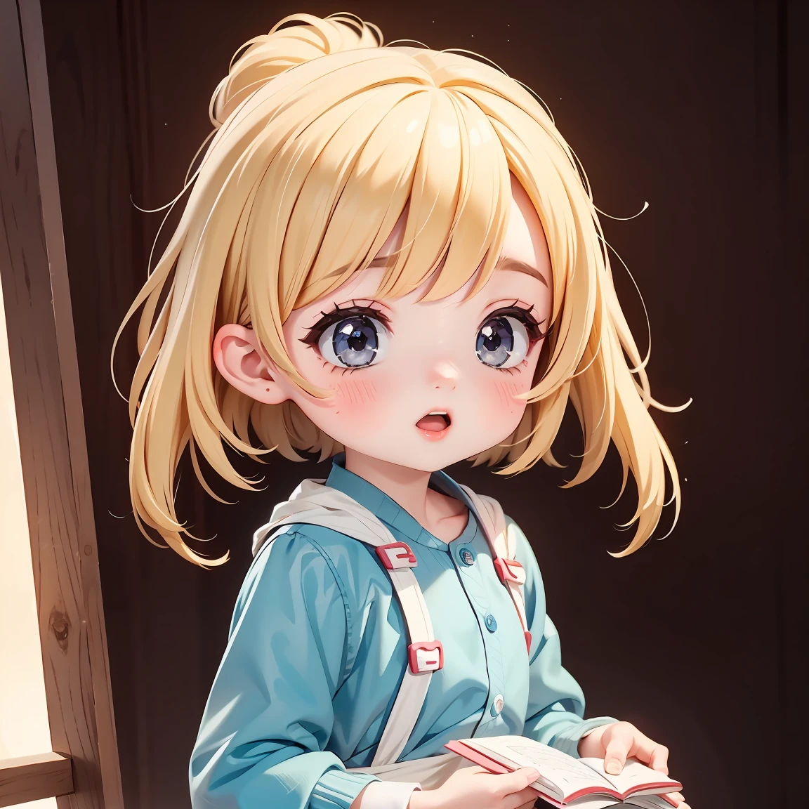 Chibi Character:1.5、Blonde Hair、Cute 7 year old girl