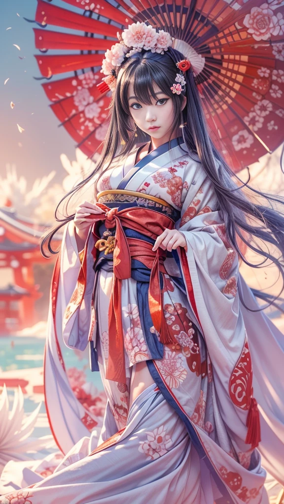 (32k:1.5, Highest quality, masterpiece, Ultra-high resolution), Perfect dynamic composition, Professional camera work:1.6, Captivating portrait:1.3, Cinematic Light, Very detailedな肌と顔の質感:1.3, Very accurate, Very detailed, (Ride the Red Dragon:1.3, Holding a walking stick), (mysteriousな:1.2, Great background:1.2, tradition:1.2, Belligerent:1.2, Majestic:1.2), Adult female, Graceful Goddess, Incredibly slim body, Fair skin, (smile:0.9, Totally captivates you:1.0), (Fractal Art:1.0, Japanese Shrine Maiden Costume:1.3), Ample breasts, Calm pose, (Beautiful Blue Eyes, Beautiful erotic eyes:0.8, Feel the beautiful eroticism:0.9), Sensual sitting position:0.6, (romantic, dramatic, mysterious), Object of admiration, Artistic, Innovative, charm, sense of openness, sense of cleanliness, Heartful, Fancy, exciting, Extreme, ((大人のcharm, 女性的なcharm, Hair blowing in the wind))