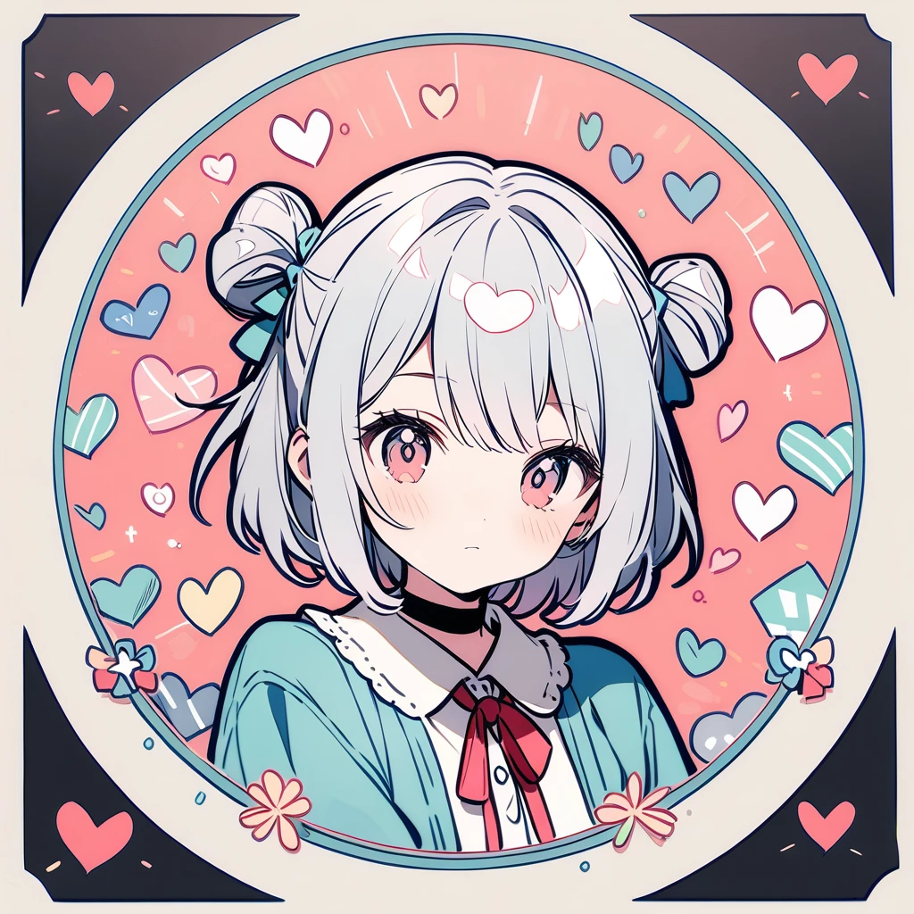 (circle frame1.7),1 woman,love,hearts,icon, circle frame,