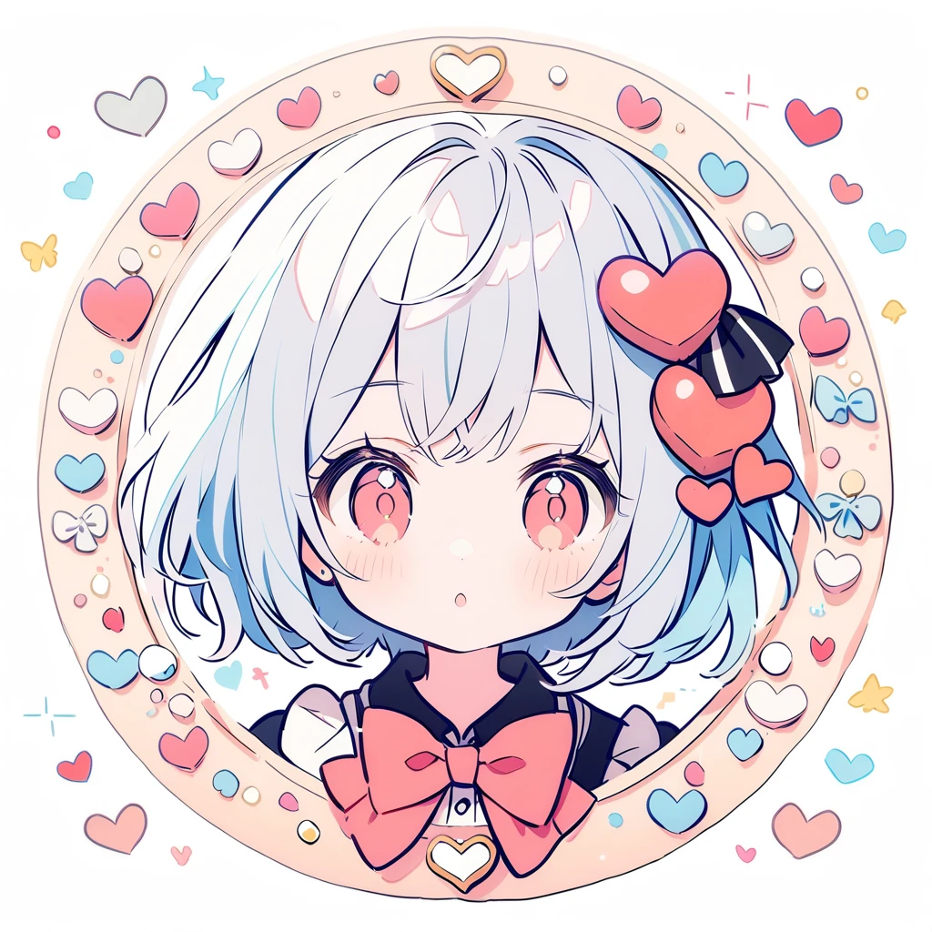 (circle frame1.7),1 woman,love,hearts,icon, circle frame,