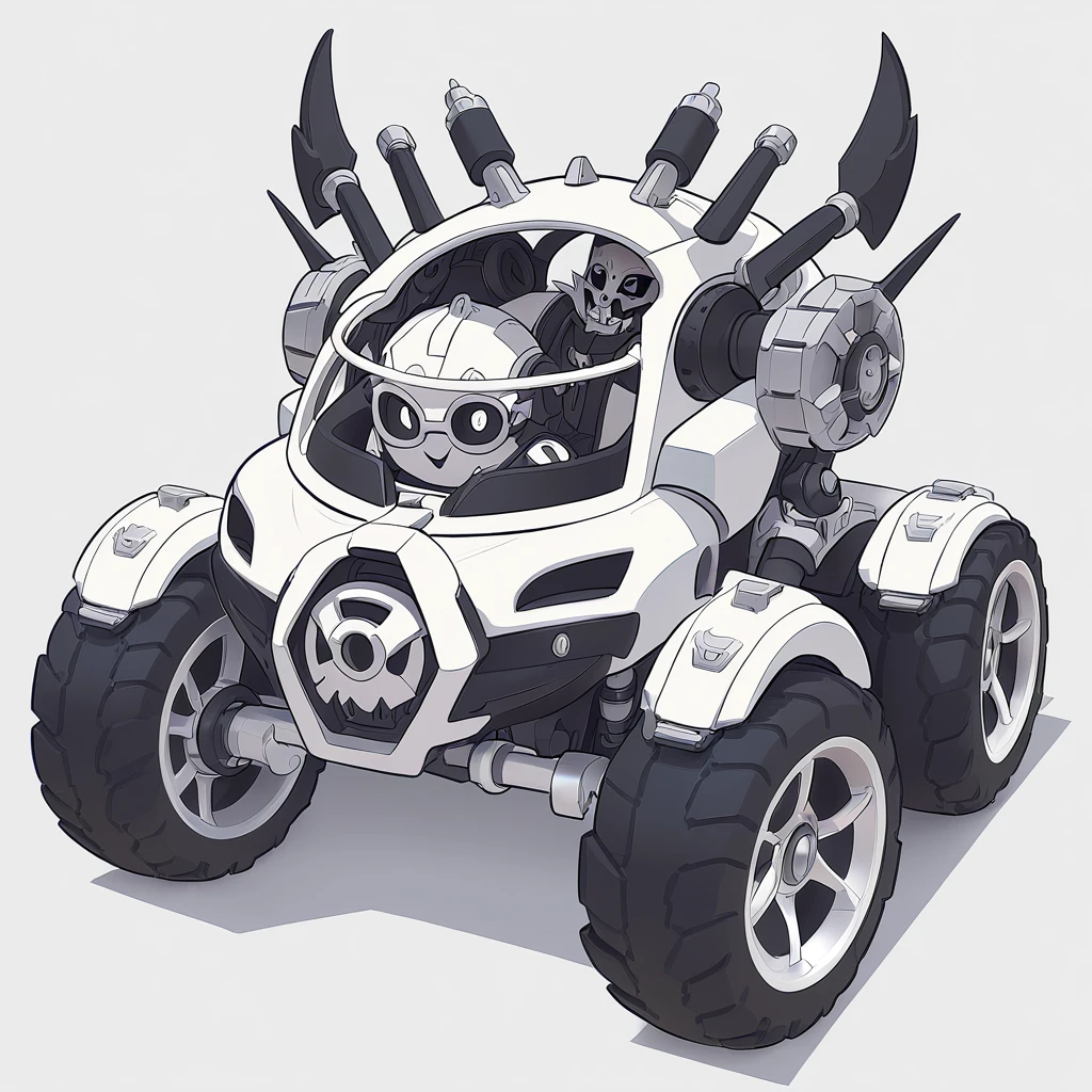 MINION in a skull car in mecha art style