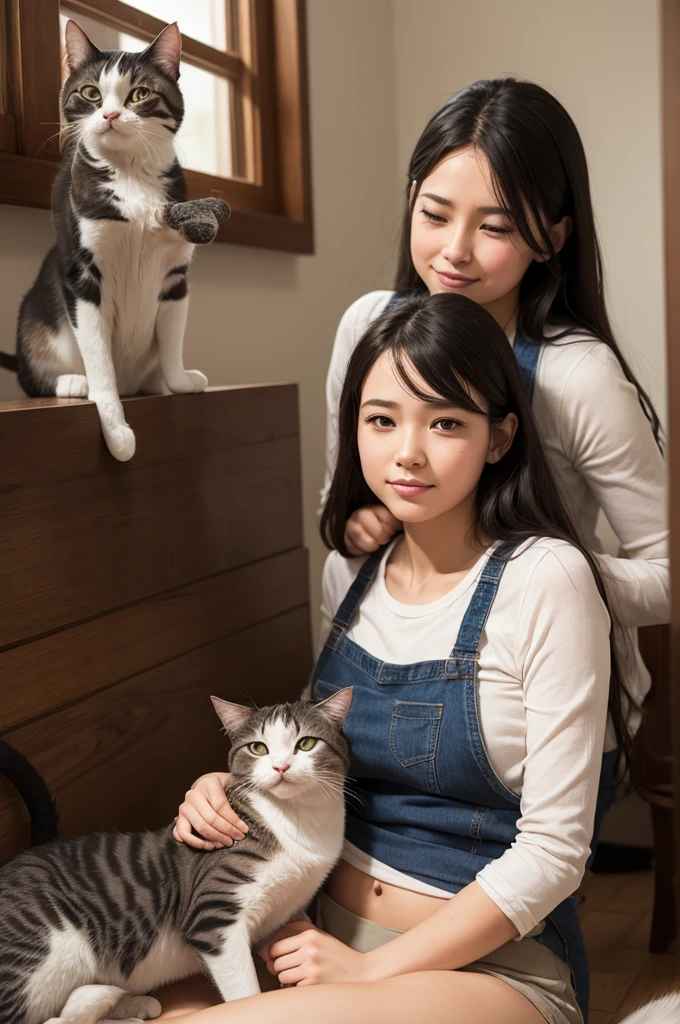 Me with 4 cats