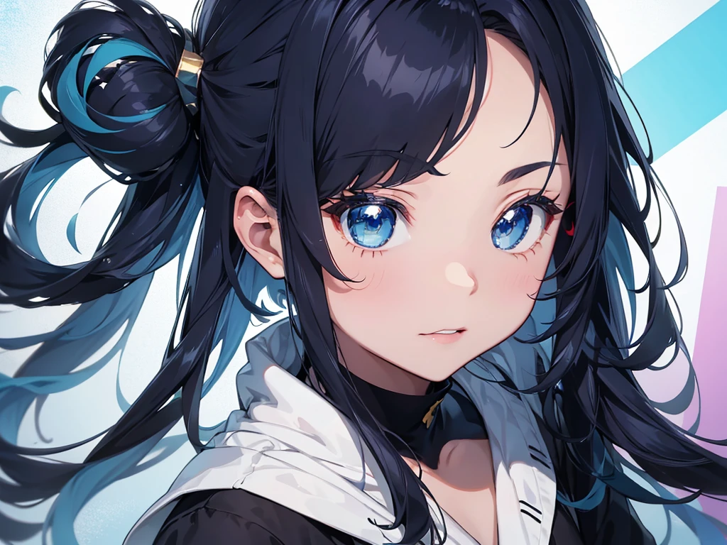 The hair on the top of the head is dark blue.、The tip of the hair is a dark green gradient。girl、17 years old、Anime Style、Bust 86cm、Height: 172cm、Weight 51kg、clear、Wizard、Full body painting