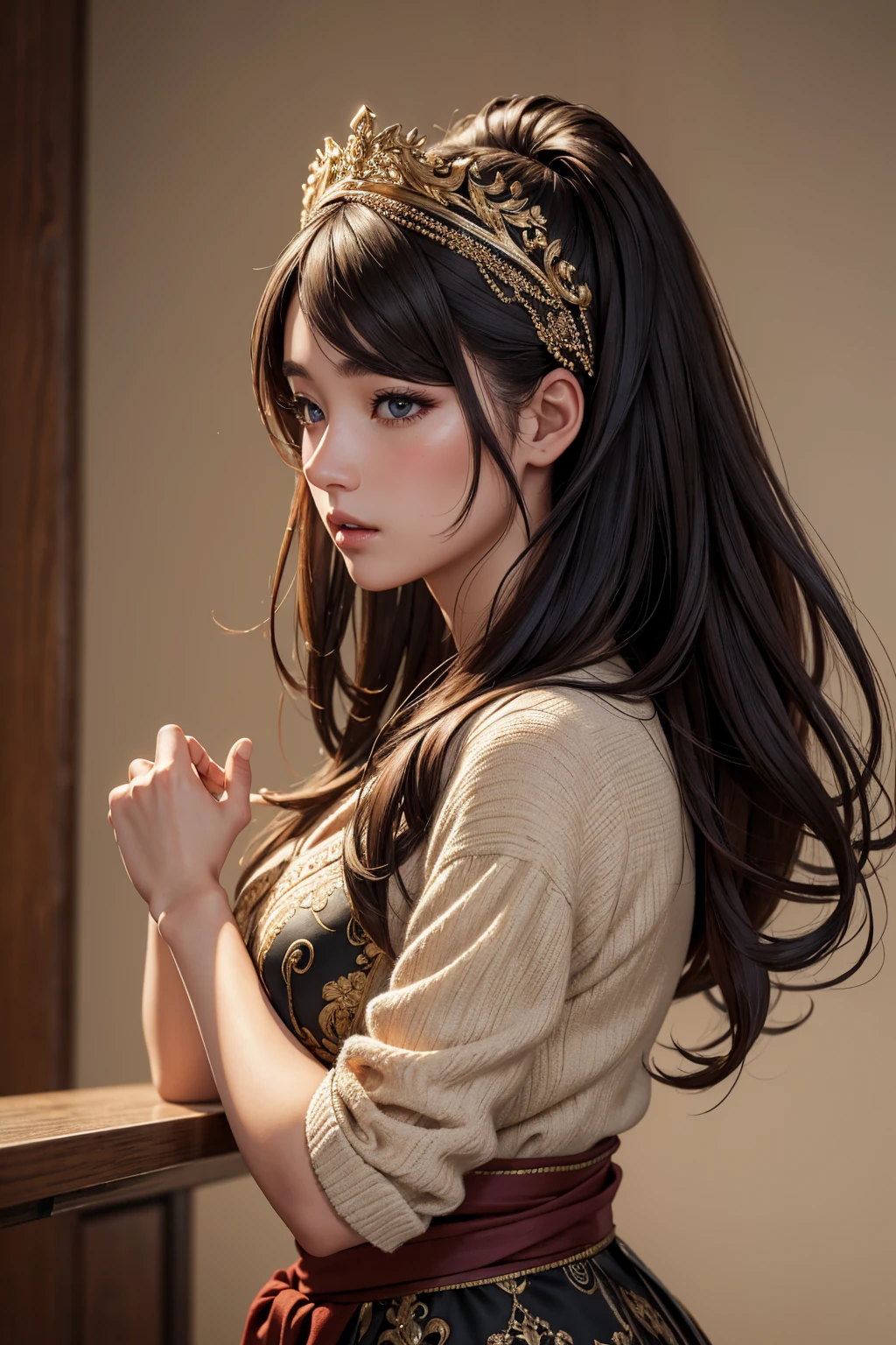 (masterpiece, best quality, hires, high resolution:1.2, 4k, 8k , high quality), extremely detailed, realistic, intricate details, highres, 1girl, solo, long hair, korean,