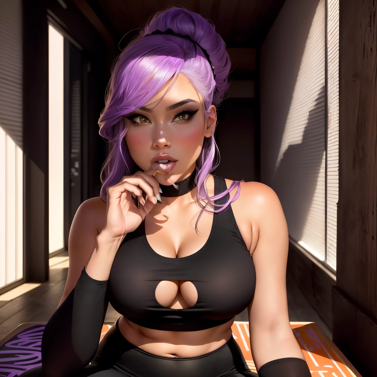 Araffada woman in a black top and leggings sitting on a skateboard, Instagram Template, profile picture, chica sexy, cute girl in tank suit, she is wearing a black tank top, Thick, Kailee Mandel, Fitted garment, angelablanca, cara sexy, tight suit, attractive face and body, Violet Myers, alana fletcher, profile picture, tight dress