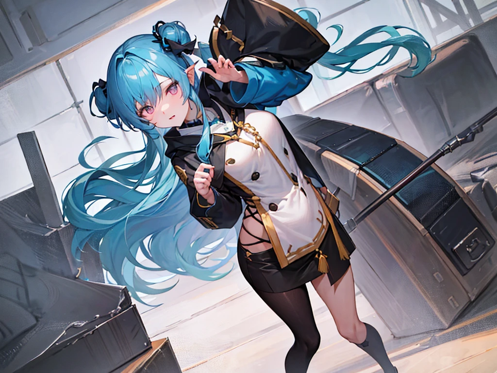 The hair on the top of the head is dark blue.、The tip of the hair is a dark green gradient。girl、17 years old、Anime Style、Bust 86cm、Height: 172cm、Weight 51kg、clear、Wizard、Full body painting
