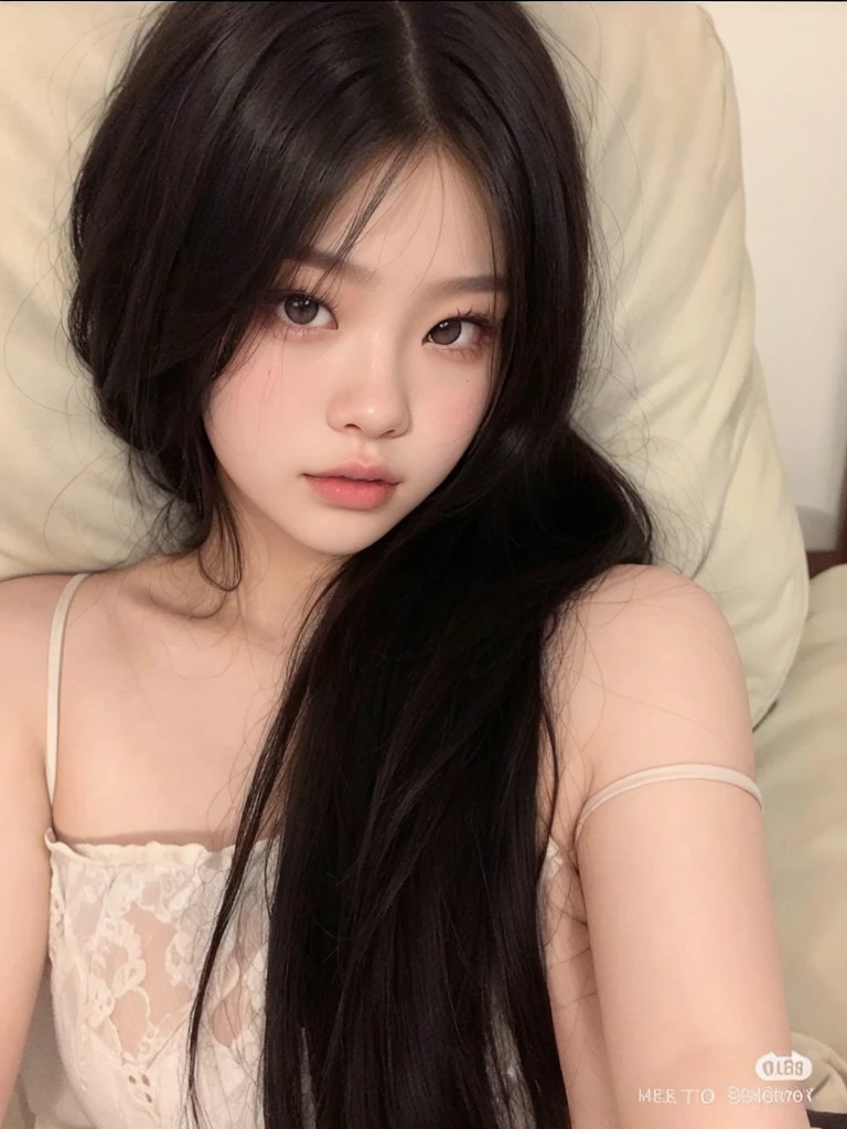 make it look like jennie from blackpink, high resolution, pale skin, bangss
