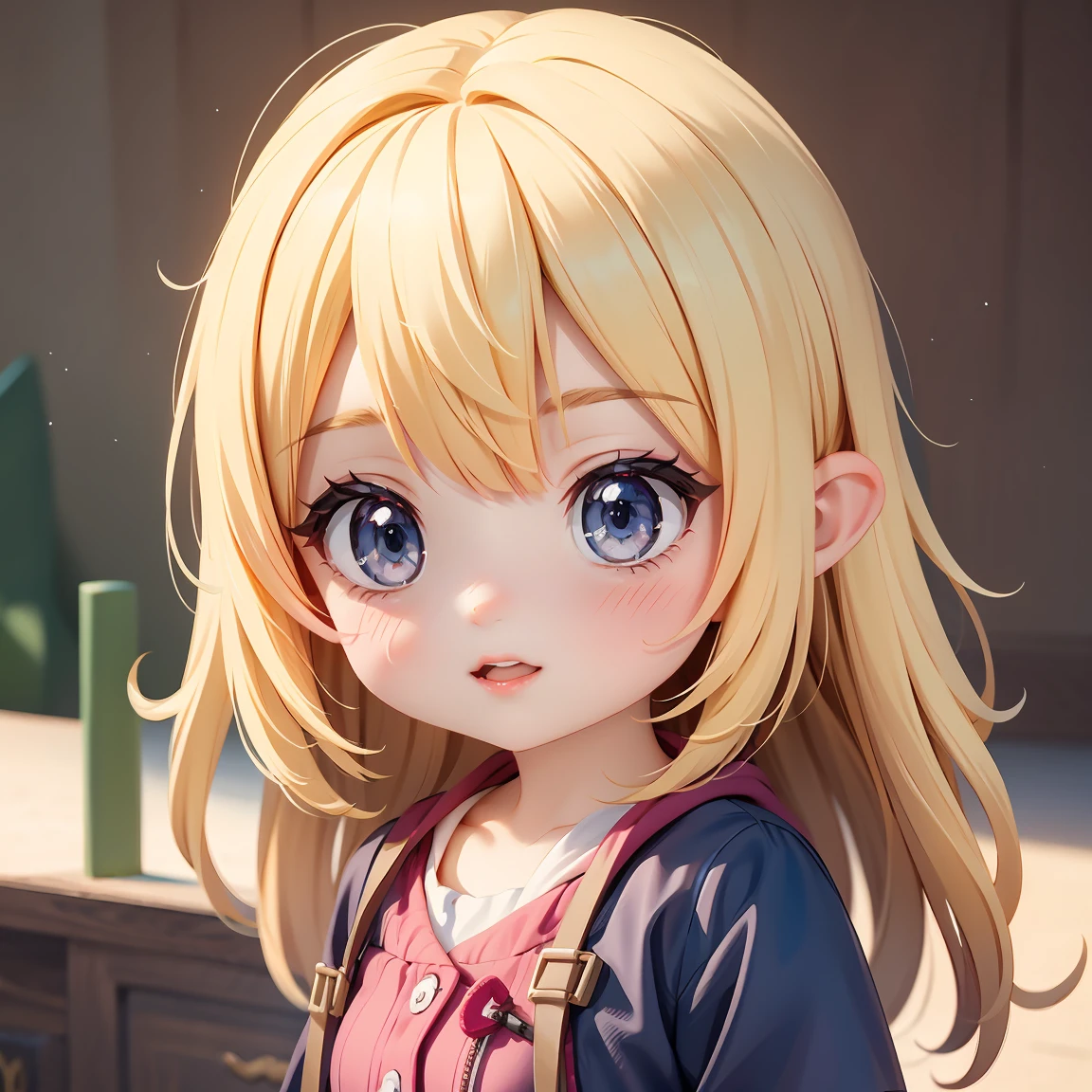 Chibi Character:1.5、Blonde Hair、Cute 7 year old girl