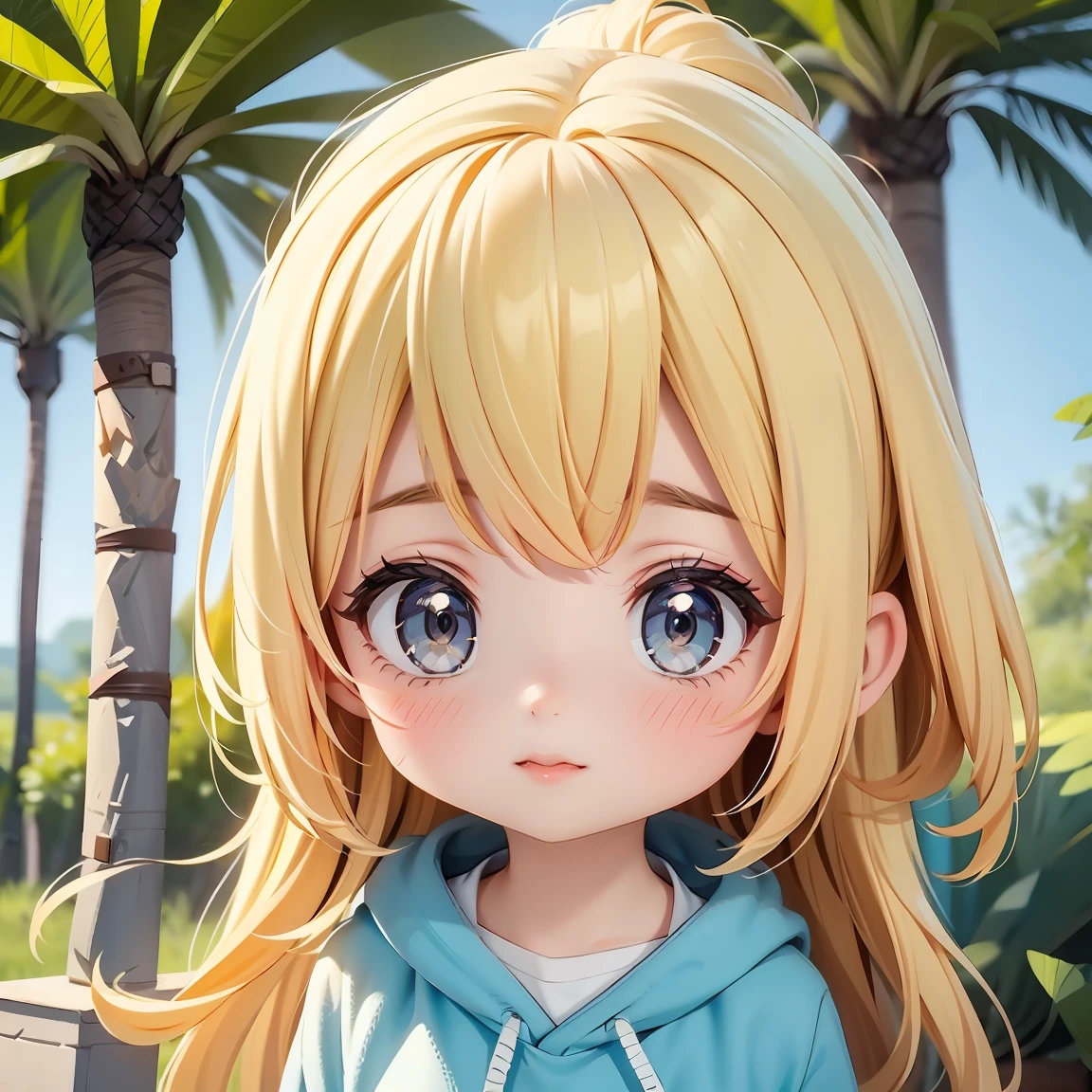 Chibi Character：1.5、Blonde Hair、Cute 7 year old girl