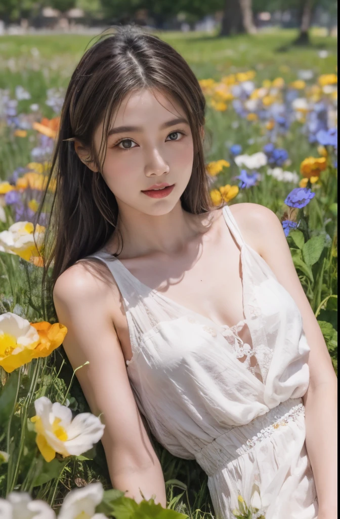 girl,chest,flower,