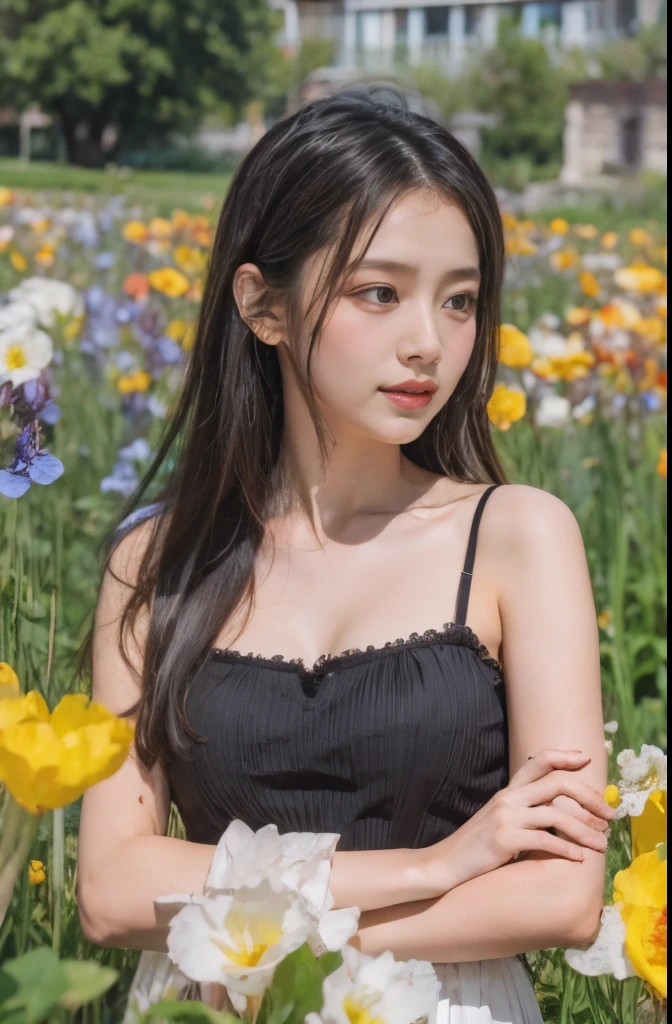 girl,chest,flower,