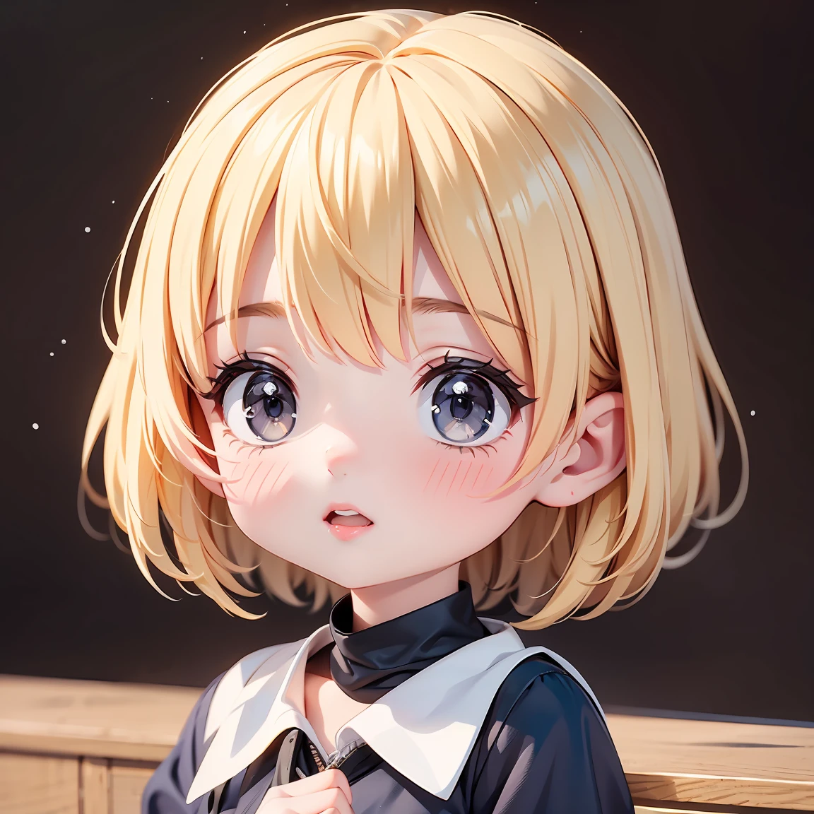  Chibi Character：1.5、Blonde Hair、Cute 7 year old girl