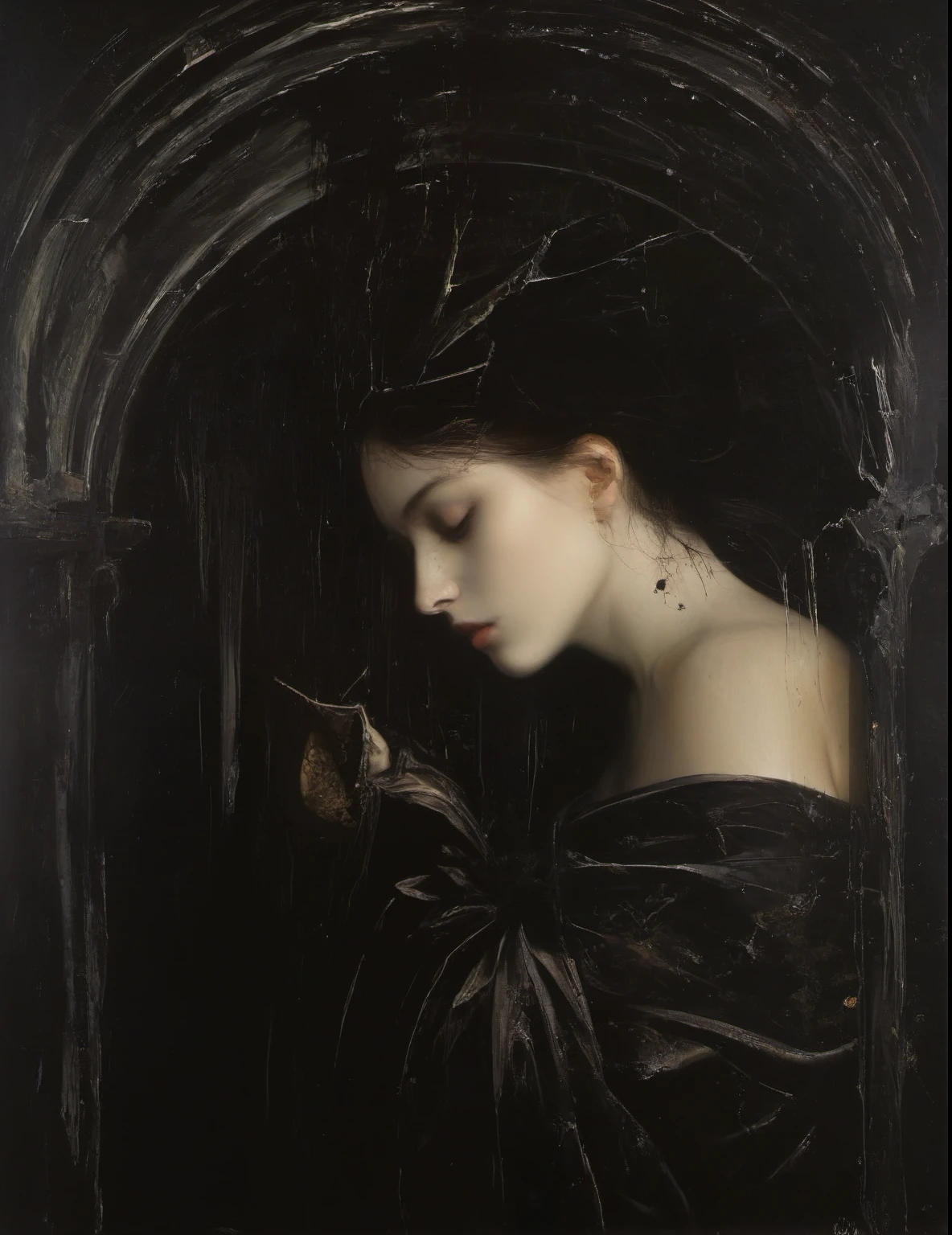 James Gurney, Surrealist art , dream-like, mysterious, Provocative, symbolic, Complex, detailed,, (Gothic but very beautiful:1.4), (masterpiece, Highest quality:1.4) , Nicola Samori Style,effortlessly pretty