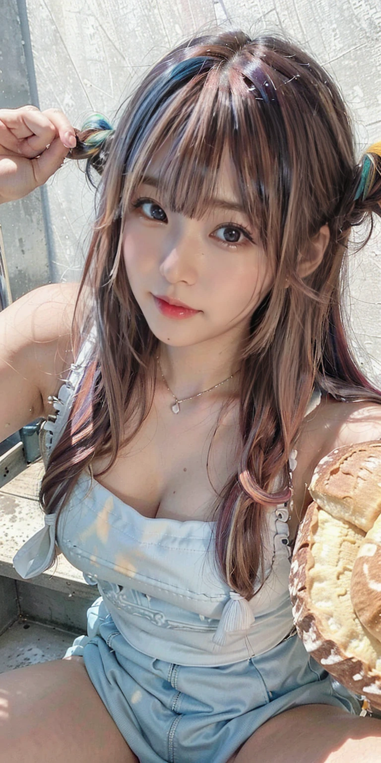 Fluid organization:1.6), 本当に野生の髪を持つ一人のbeautiful女の子, (Colorful wavy hair:1.2),( Two long braids:1.2), (Long wild hair:1.2), (Multicolored Hair: 1.9),可愛いsmile
パン屋販売スタッフ、(((Low - Angle:1.4)))、((One hand raised))、((She is wearing a colorful and pop blouse and apron.)),(;have big bread))、(((Spread your legs:1.4)))、,(((beautiful armpits:1.2)))、High resolution、Bakery、、smile、Finished as in the picture、white and beautiful skin、Focus on small breasts、((beautiful５This finger))、Bakeryの制服を着ています、最high quality、High resolution、Very detailed、masterpiece、Live Shooting:2、Genuine:2、photoGenuineistic:2、very delicate and beautiful、Fine details、Textured skin、Full Shot、、(beautiful face:2)、hot pants、Putting on makeup、Perfectly balanced legs:1.5), Looking at the camera, Angle from above, (((hot pants))), High resolution、未来のBakery、Delicious bread that women will love、Looking at the camera、smile、Finished as in the picture、、(((I have a big loaf of bread)))、(((cute smile)))、((((Eat delicious bread)))))、((I love bread))、(front focus piece:1.3), 
、Cute Apron、Rainbow Apron、Bakeryの制服を着ています、明るすぎるNatural light、Shining sunlight、最high qualityのディテール, Japanese Girls,1 girl, 8K, RAW Photos, 最high quality, Ticker:1.2, Very detailedなRAWカラー写真, Professional photos, (reality, photoGenuineisticです:1.37), (Very detailedな皮膚:1.2), 超High resolutionな, (Lenz 50mm),,絶妙にFine grain,Look at the person watching,Pretty face, Just Mile:1.05),Wide Hips,Straight hair,,Light pink inner color、 white and fine skin、(Very detailedな8K cg:1.2), (hyper Genuineistic:1.35), (photoGenuineisticです:1.45), (reality:1.4), 

(背景はBakery:1.1)、Sexy upward glance, 、Very detailed、masterpiece、最high quality、Ultra-high resolution energy A、8KのHigh resolutionにより、Transparency as shown in the photo、Fine grain、Expression of gradation、Perfect anatomical figure ,hard disk、Ticker (English) 、 Nikon Z9 80mm Lens ,、明るすぎるNatural light、Shining sunlight、、Ultra slim body、Slender model figure、beautiful姿勢、, 最high quality, 8K, RAW Photos, Confused, Award-winning portraits, shy smile, shy smile, , Delicate girl,, Digital SLR, View your viewers, Frank, Sophisticated, Thin arms, Professional Lighting, Film Grain, chromatic aberration, (Fine grainと顔:1.0), Live Shooting、(((A portrait of extreme beauty)))、((Glowing Skin))、1 girl、16 year old beautiful girl from Prague、Bright expression、((Platinum Blonde Hair))、[Big blue eyes that sparkle like jewels]、Shiny skin、silky super long Straight hair、eyeliner、beautiful前髪、Hair around the eyes、最high quality、Very detailed、Film Light、Intricate details、High resolution、Very detailed))、Detailed Background、8KUHD、Digital SLR、Soft Light、high quality、Film Grain、Fujifilm XT3 、Shallow depth of field、Natural light、(((Spread your legs:1.4)))、Pieces fly、High resolution、Bakery、16-year-old girlas in the picture、white and beautiful skin、Focus on small breasts、最high quality、High resolution、Very detailed、masterpiece、Live Shooting:2、、neon hair clip,masterpiece、最high quality、
One girl,Ives Girl,beautiful照明,(((Anyone can see the D logo.:9)))