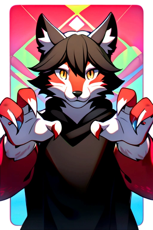 masterpiece,high quality,1 boy,(furry),wolf ears,fur Brown,(claw pose),frontal face