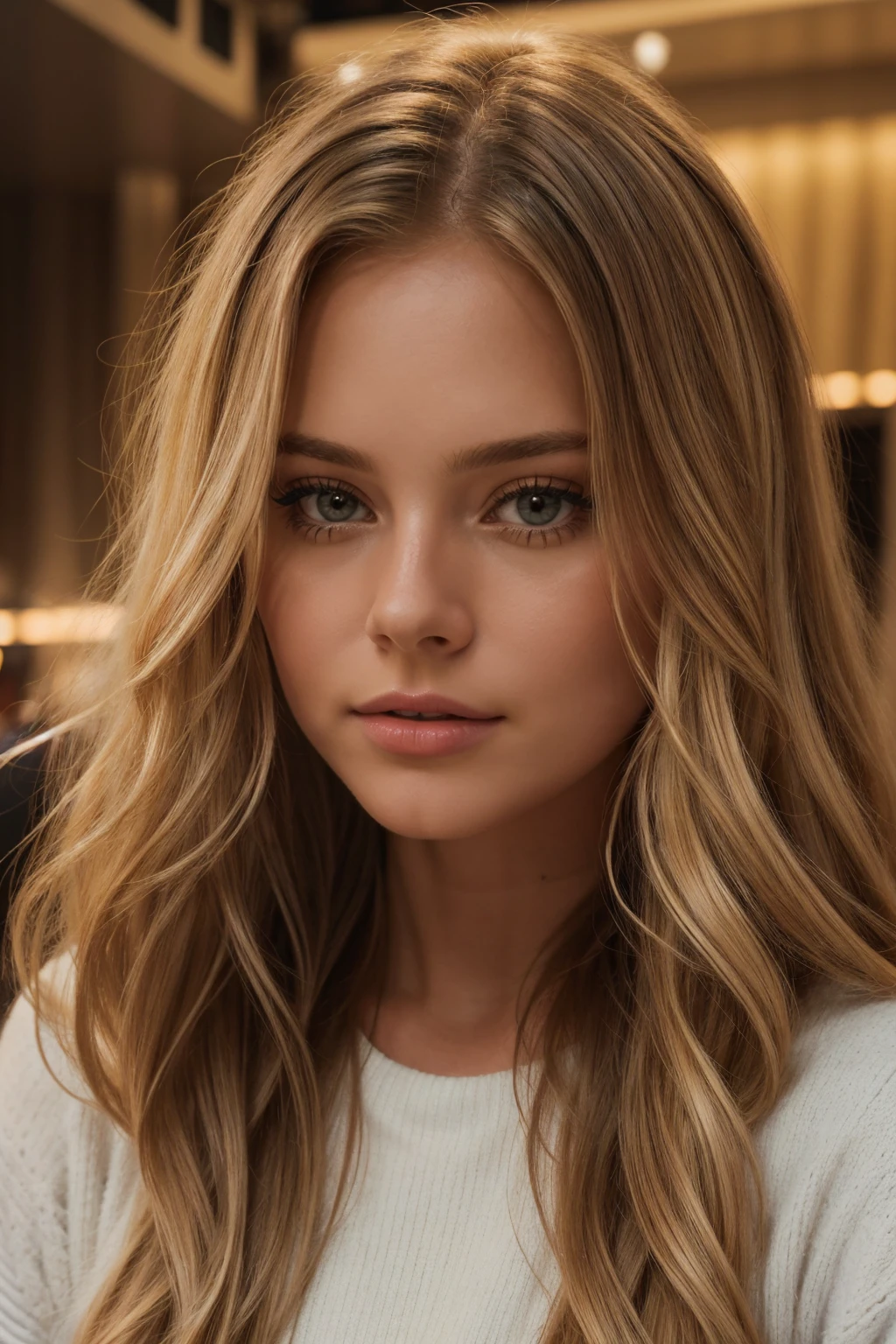 professional portrait photograph of a gorgeous 18 year,Norwegian girl Lise Olsen in club clothing with long wavy blonde hair, sultry flirty look, gorgeous symmetrical face, cute natural makeup, wearing elegant warm winter fashion clothing, ((singing inside in a Club)), stunning modern urban environment, ultra realistic, concept art, elegant, highly detailed, intricate, sharp focus, depth of field, f/1. 8, 85mm, medium shot, mid shot, (((professionally color graded))), bright soft diffused light, (volumetric fog), trending on instagram, hdr 4k, 8k