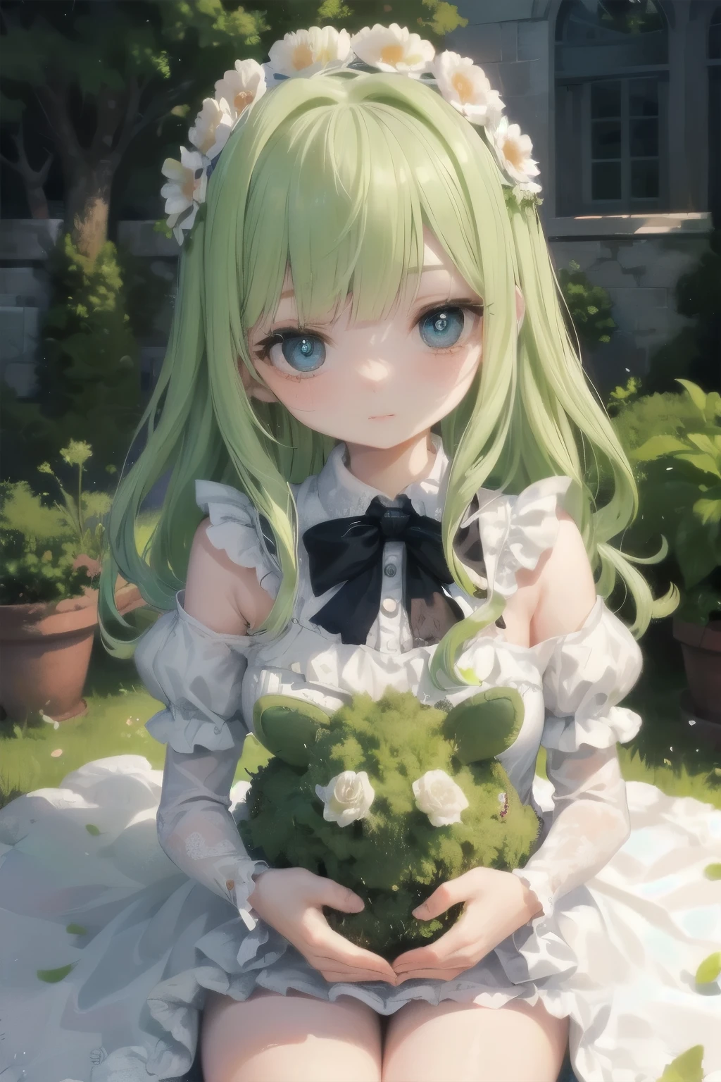 A young girl in a lush, mossy garden, her delicate dress flowing around her like petals, waiting for the night. A fluffy rabbit hops onto her lap, curling up contentedly.

1girl, graceful, elegant, soft mossy bed, flowing petal-like dress, fluffy rabbit, satisfied expression, night setting, detailed face, beautiful eyes, detailed lips, detailed hands and fingers, intricate details, photorealistic, highly detailed, 8k, masterpiece, vibrant colors, dramatic lighting, ethereal, fantasy, whimsical