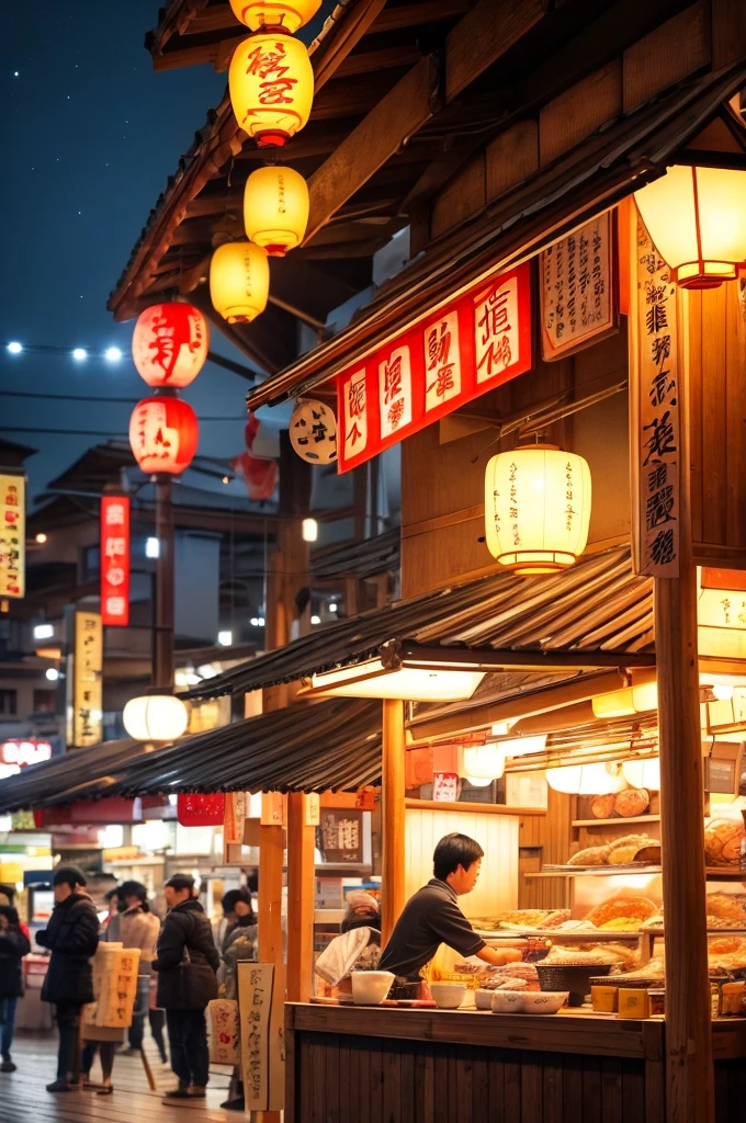 Late night in Japan，On the streets，Ramen stalls exude a unique charm。The stall is usually set up at a street corner.，Simple but warm。The stall owner is an experienced middle-aged man，Wearing a traditional Japanese apron，Busy among the pots and pans with skillful movements。

A warm lantern hangs above the stall.，The two characters &quot;Ramen&quot; are written on the lantern.，The light shines through the night sky, looking extra warm。There are several high stools in front of the stall，Customers sit or stand，Some whispered，Some quietly enjoy ramen。

The small pot behind the stall is boiling with fragrant ramen soup，Hot air rises in the night sky。The stall owner skillfully stirs the noodles with long chopsticks，Noodles tumbling in hot soup。The small bowl on the side is filled with ingredients，There are boiled eggs、Pork、seaweed、chopped green onion, etc，Customers can choose according to their preferences。

The aroma of ramen fills the air，Attracts pedestrians passing by。Occasionally a vehicle passes by，There are also a few brightly lit shops on the street.，However, the lights and aroma of the ramen stalls，Became the most attractive presence at night。Under soft lighting，Customers&#39; faces showed satisfied expressions，Such a late night ramen stall，Become a warm corner in the city


