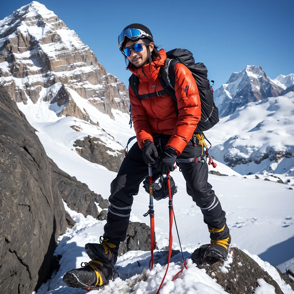 Himalayan climbing、 ◦ Equipment: cold weather clothing、gloves、hat、sunglasses、goggles。
◦ Hiking boots、Crampons、Helmet、Supporter、