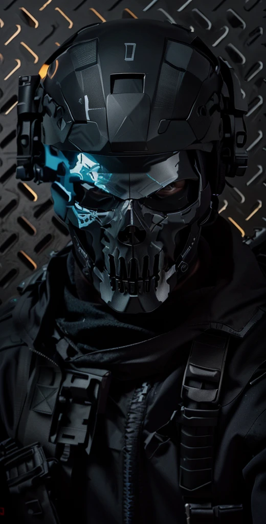 there is a man in a helmet and a mask with a gun, spec ops mask, ghost mask, minimal black skull warpaint, spec - ops head with mask, skull like, ultra detail. digital painting, profile shot, skull face, spec - ops head, dark but detailed digital art, skull paint, skull mask, full mask, the reaper as a scary