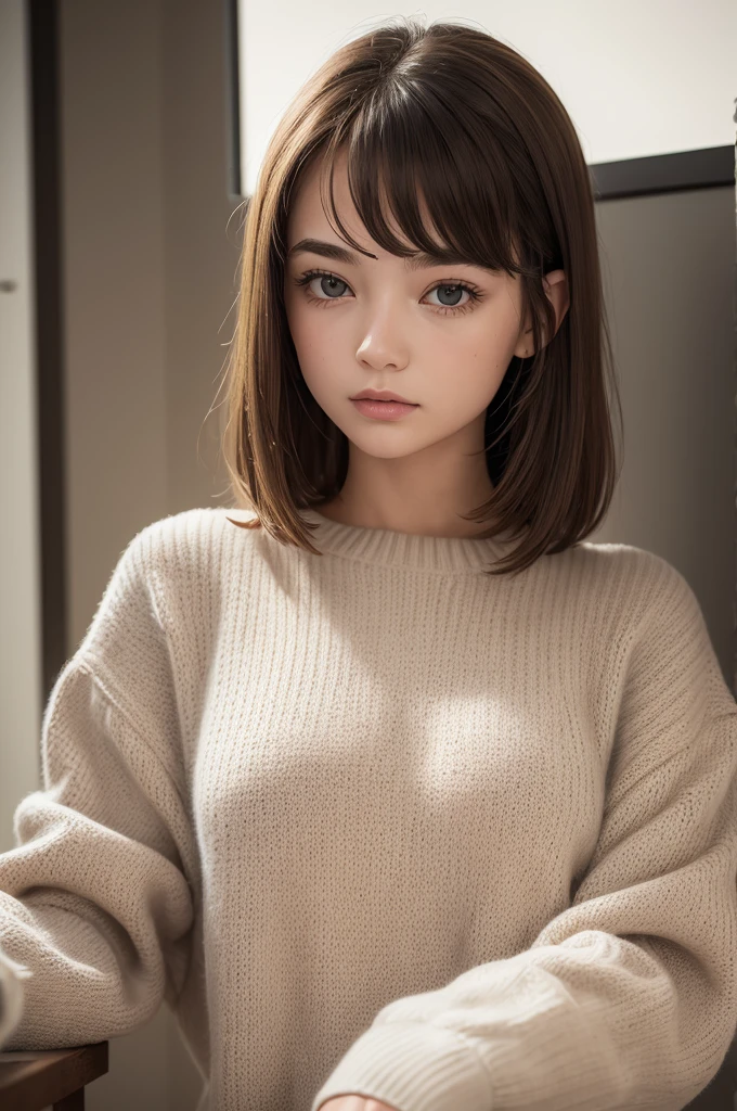 ((best qualityer)), ((work of art)), (detailded), 1 girl, ombro to ombro sweater, 