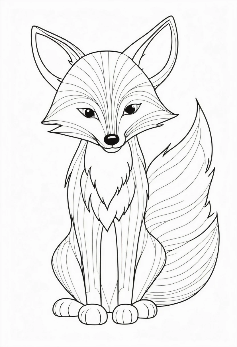 coloring page for , fox , thick lines, drawing