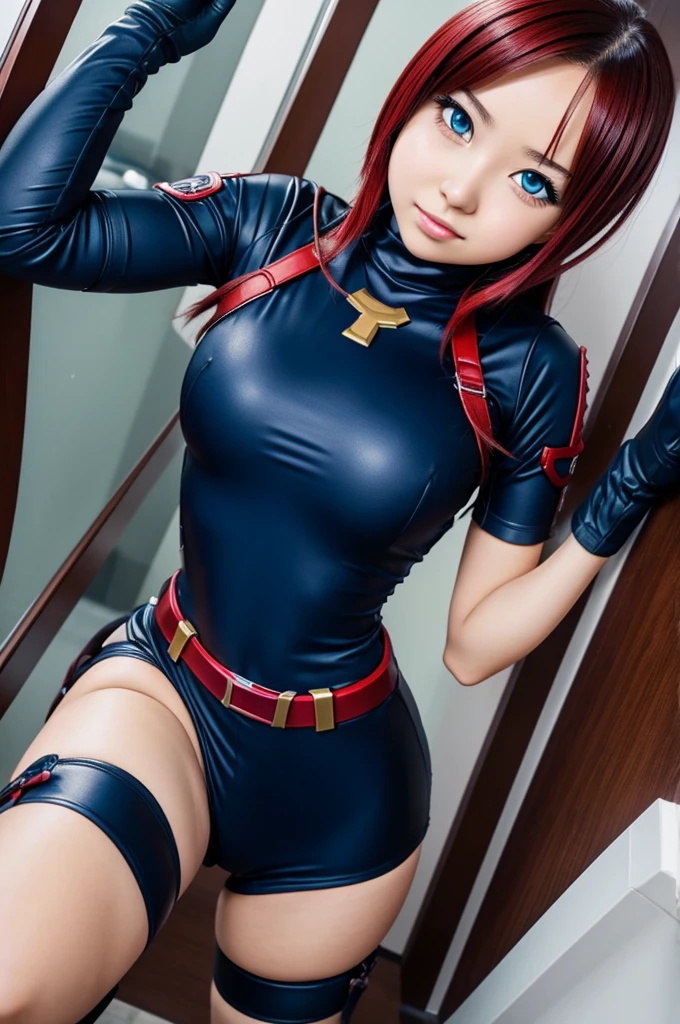 anime girl my hero academia, by address, and with a villain outfit, tight and sexy