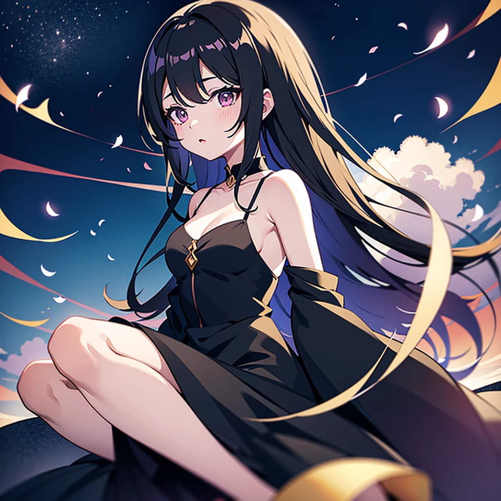 anime girl girl with long hair and a black dress posing for a picture, sayori, anime look of a beautiful girl, anime moe art style, of dress, anime girl girl weaalsog a black dress, pretty anime girl girl, (anime girl girl), cute anime girl girl, cute anime waifu in a beautiful dress, attractive anime girl girl, beautiful anime, also, soft anime cg art