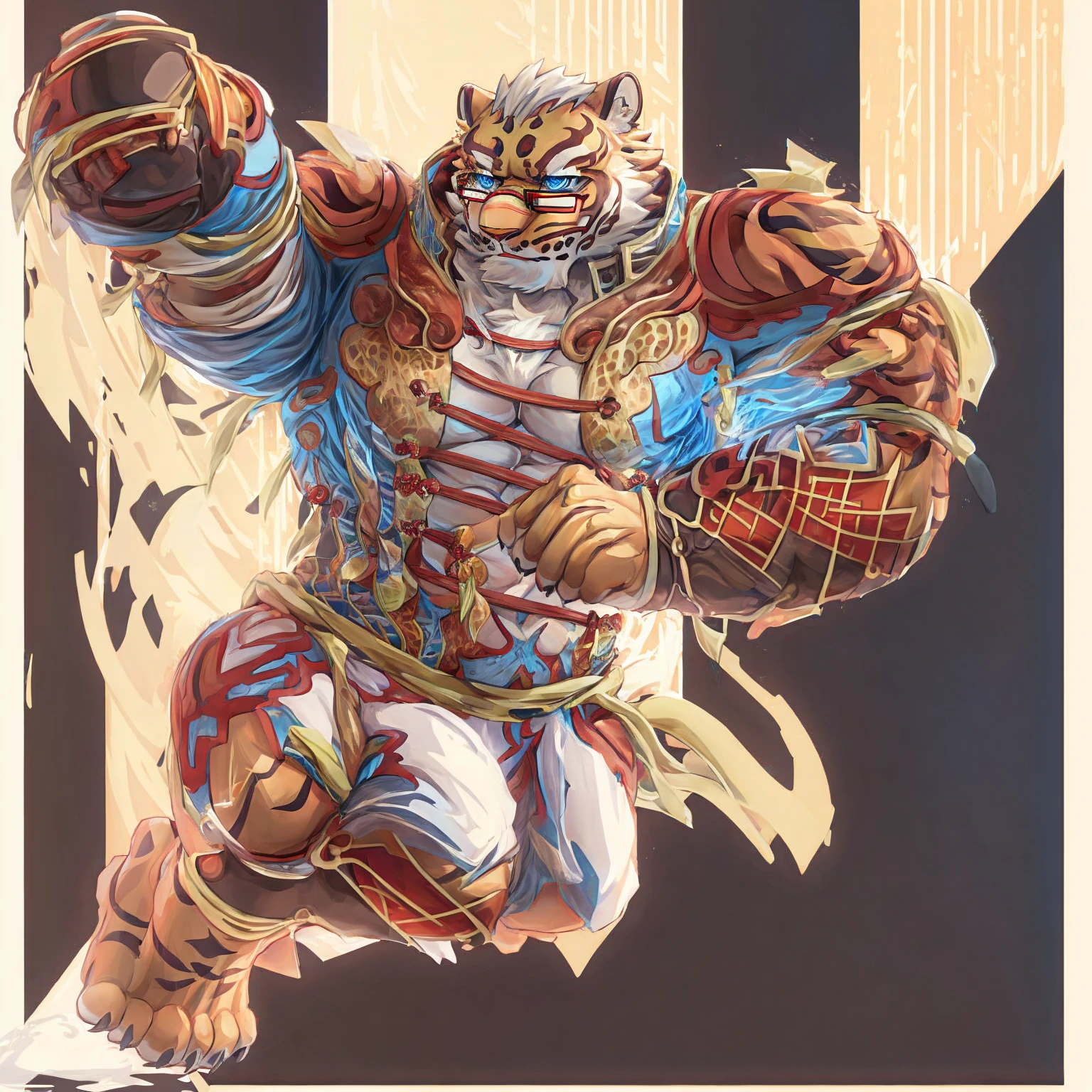 Lin Hu,Blue eyes,Looking up,Strong body,Wear half-rimmed glasses ,nude,Rotaro Stunt,Five fingers five fingers,Best quality,Best quality,8K,HD,There is only one character on the screen,Full body pictureFull body pictureFull body pictureFull body pictureFull body picture,Minimalist background