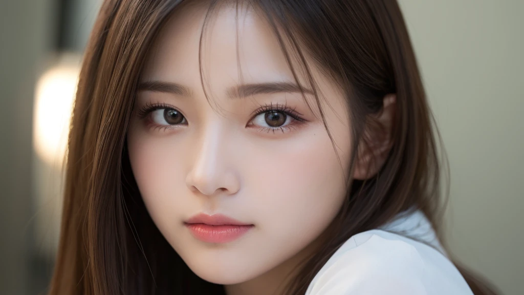 Tabletop, Highest quality, shape, Very detailed, finely, High resolution, 8k wallpaper, 完璧なダイナミックな構shape, Beautiful and detailed, Glamorous summer fashion,Straight hair,Large Breasts、Natural color lip,20-year-old girl、cute、Looking at the camera is sexy,Beautiful and dense face,Perfect and beautiful face,KPOP idol faces,Japanese idol faces,Elegant face,RAW Photos,,Gal Makeup,Blur the background