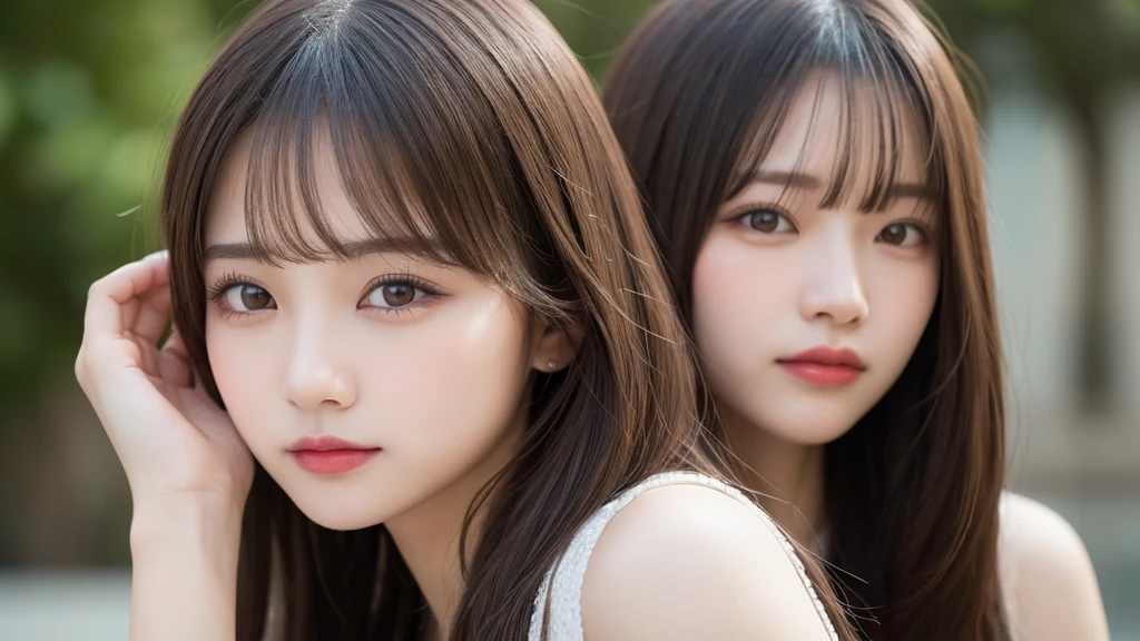 Tabletop, Highest quality, shape, Very detailed, finely, High resolution, 8k wallpaper, 完璧なダイナミックな構shape, Beautiful and detailed, Glamorous summer fashion,Straight hair,Large Breasts、Natural color lip,20-year-old girl、cute、Looking at the camera is sexy,Beautiful and dense face,Perfect and beautiful face,KPOP idol faces,Japanese idol faces,Elegant face,RAW Photos,,Gal Makeup,Blur the background