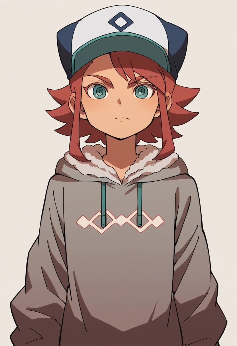 draw an inazuma eleven oc with the cap and red hair 