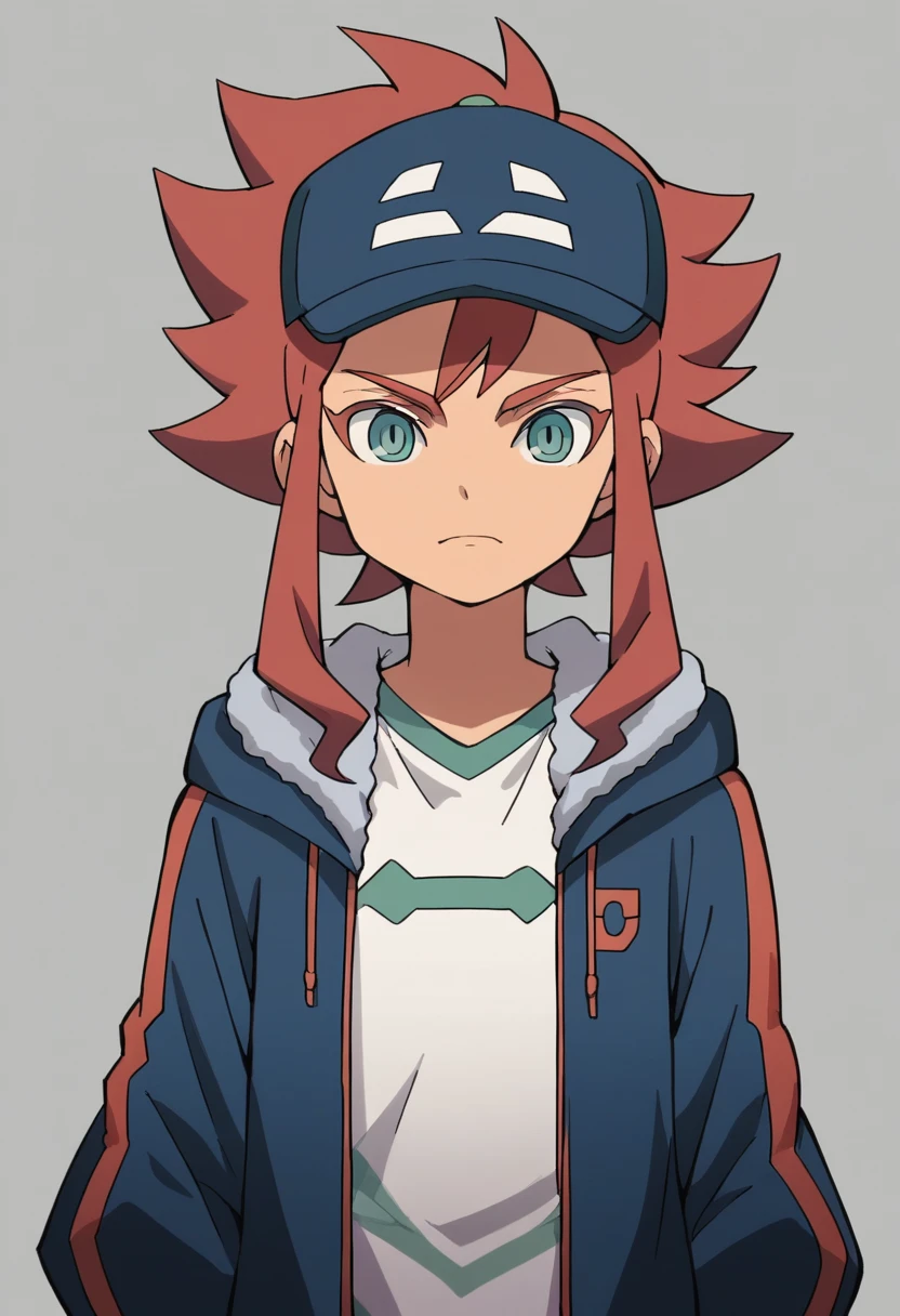 draw an inazuma eleven oc with the cap and red hair