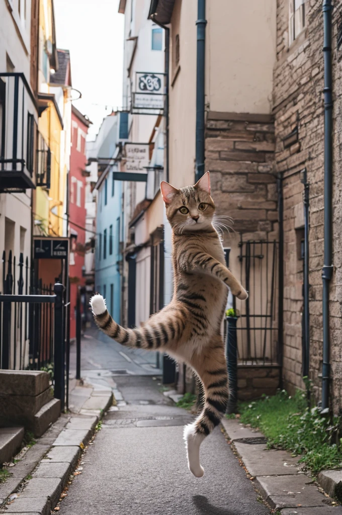 The cat is jumping