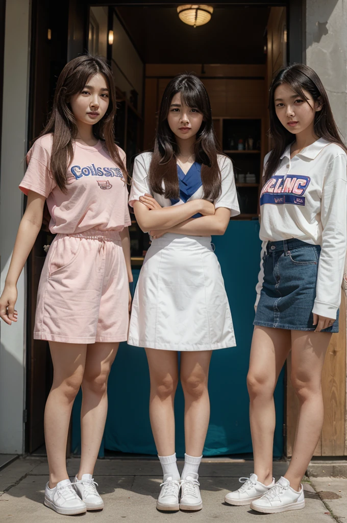 five girls are standing, korean comic style