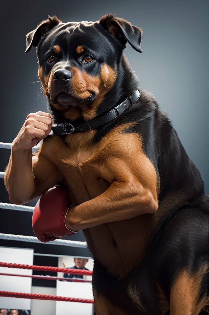 A rottweiler boxing