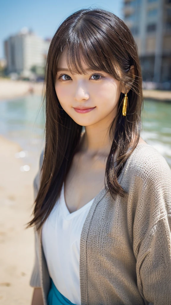 High resolution,
One beautiful young woman,
(soft saturation: 1.3), (fair skin: 1.2),
(ultra-detailed background, detailed background), bokeh,
Portrait of smiling girl breaking. When viewed from the front, the composition is symmetrical.
Look straight at you with serious eyes and break
yellow swimsuit, yellow bikini, middle breast,
outdoor, sea surface, sky, sunshine, summer beach, sand,
strong light, front light,
(Teenager: 1.3), (Cowboy Shot: 1.2), Break
angle from the front,
Look at the viewer,
Dynamic Pose,
Sitting on the beach

Wakame, wakame, wakame, wakame, wakame, wakame, wakame,From the waist to the upper body、smile、smile、、((No makeup))、(Realistic、Photorealistic、Ultra-detailed、Best detailed skin、Highest quality、masterpiece、超A high resolution)、cute日本の女性、16 years old、High school girl、Young girl、1 girl、bangsがある、double eyelid、Drooling eyes、Big black eyes、attractive、purity、cutesmile、なsmile、Watch it here、Realistic肌タイプ、Fluffy hair、Red cheeks、The wind is blowing、illumination、The light is coming from behind、Medium Bob Cut、smile、smile、Eye Focus、SONY Camera、
cute, ultra-Detailed Chest, figure, Complex, Detailed Chest, extremely Detailed Chest, Detailed Chest face, Soft Light, Soft Light, Soft Focus , Perfect Face, beautiful, Accurate anatomy, Exposure, 8K, 4K, (High resolution: 1.1), Highest quality, (Mastepiece: 1.3), 1 girl, alone, jewelry, Brown eyes , Watching the audience, Earrings, Gray Hair, bangs, Closed Mouth, Portrait photography, Watching, hair ornaments, Simple background, Gray background, Long Hair, Headrest, New Lips, hair braids, Ponytail hairstyle、smile、smile、Whole body shot、From the waist to the upper body