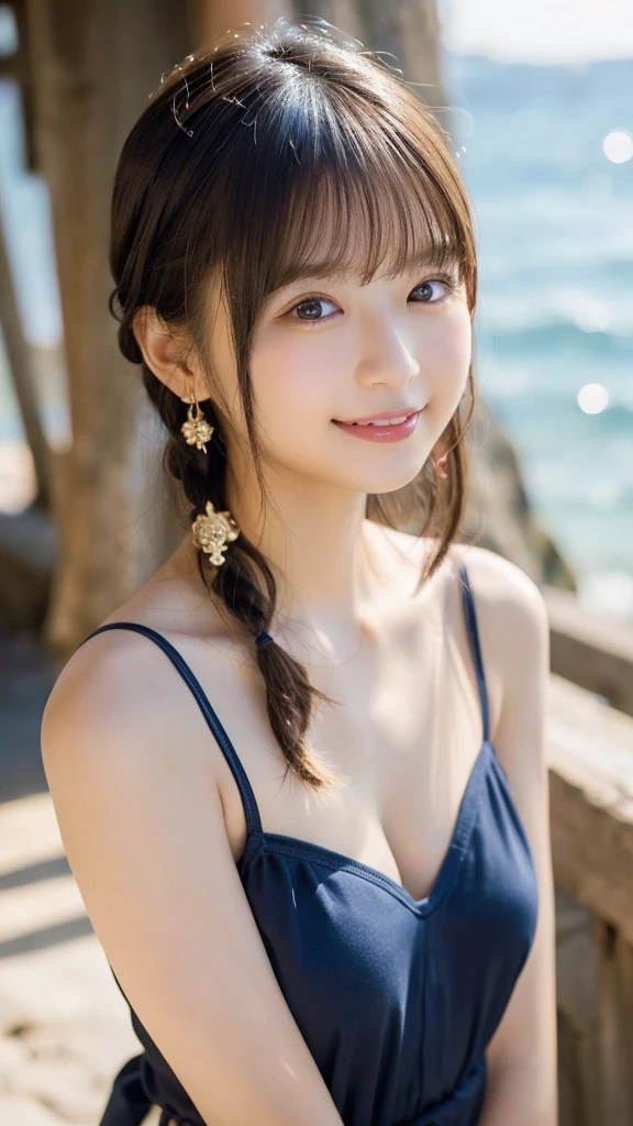 High resolution,
One beautiful young woman,
(soft saturation: 1.3), (fair skin: 1.2),
(ultra-detailed background, detailed background), bokeh,
Portrait of smiling girl breaking. When viewed from the front, the composition is symmetrical.
Look straight at you with serious eyes and break
yellow swimsuit, yellow bikini, middle breast,
outdoor, sea surface, sky, sunshine, summer beach, sand,
strong light, front light,
(ager: 1.3), (Cowboy Shot: 1.2), Break
angle from the front,
Look at the viewer,
Dynamic Pose,
Sitting on the beach
Wakame, wakame, wakame, wakame, wakame, wakame, wakame,From the waist to the upper body、smile、smile、、((No makeup))、(Realistic、Photorealistic、Ultra-detailed、Best detailed skin、Highest quality、masterpiece、超A high resolution)、cute日本の女性、16 yh school girl、Young girl、1 girl、bangsがある、double eyelid、Drooling eyes、Big black eyes、attractive、purity、cutesmile、なsmile、Watch it here、Realistic肌タイプ、Fluffy hair、Red cheeks、The wind is blowing、illumination、The light is coming from behind、Medium Bob Cut、smile、smile、Eye Focus、SONY Camera、
cute, ultra-Detailed Chest, figure, Complex, Detailed Chest, extremely Detailed Chest, Detailed Chest face, Soft Light, Soft Light, Soft Focus , Perfect Face, beautiful, Accurate anatomy, Exposure, 8K, 4K, (High resolution: 1.1), Highest quality, (Mastepiece: 1.3), 1 girl, alone, jewelry, Brown eyes , Watching the audience, Earrings, Gray Hair, bangs, Closed Mouth, Portrait photography, Watching, hair ornaments, Simple background, Gray background, Long Hair, Headrest, New Lips, hair braids, Ponytail hairstyle、smile、smile、Whole body shot、From the waist to the upper body